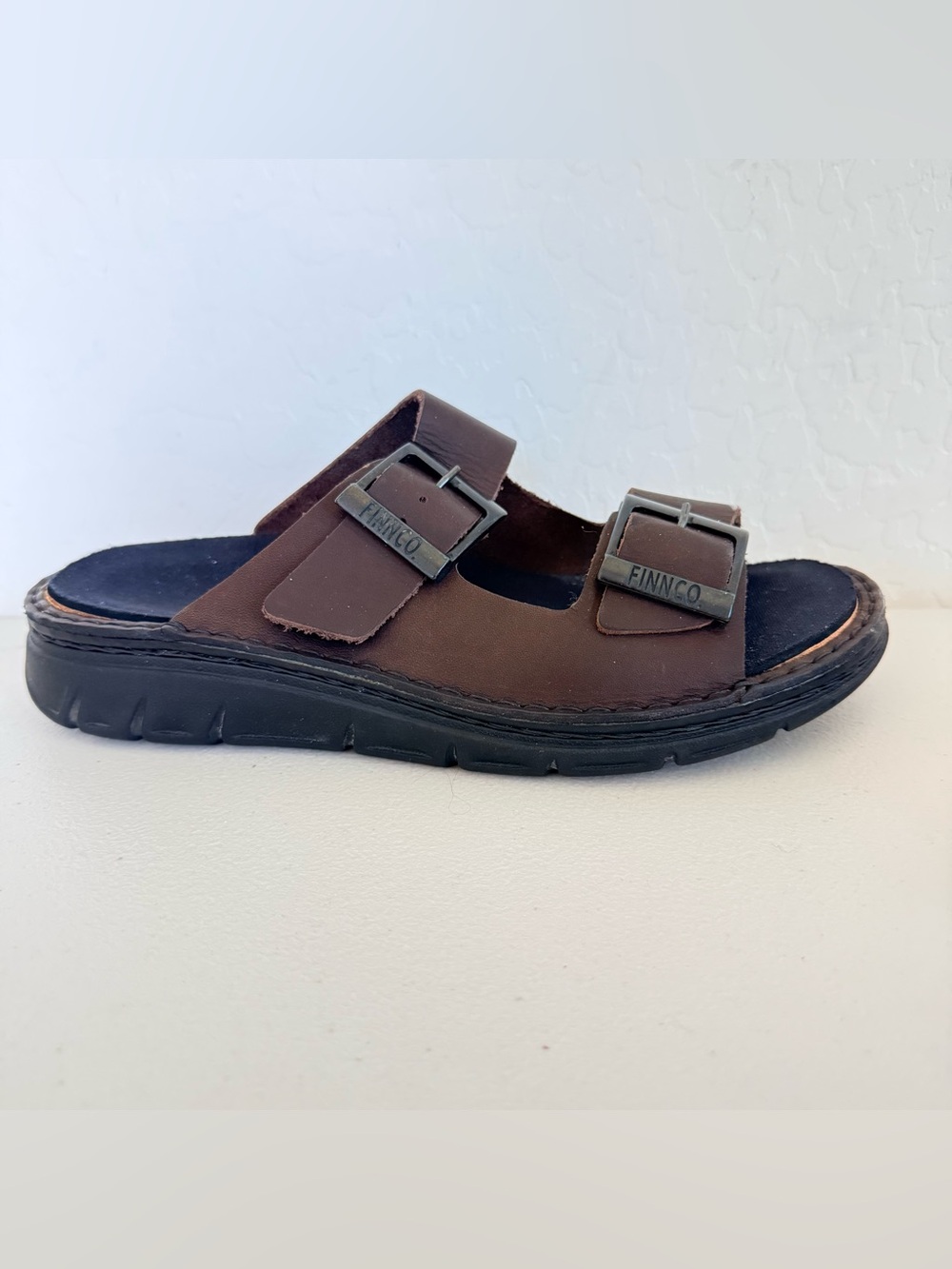 FINN COMFORT Cayman Brown Leather Slide Sandal Size EU 40 M US 7-7.5 W US 9-9.5